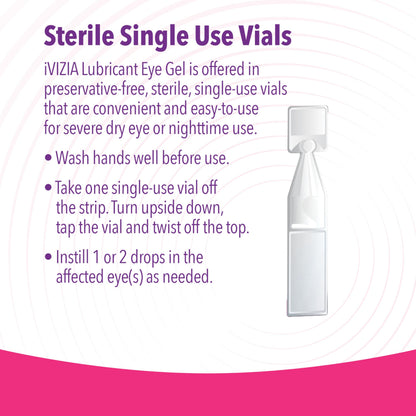 iVIZIA Lubricant Eye Gel for Severe & Nighttime Dry Eye Relief — Preservative-Free, Sterile, 30 Vials