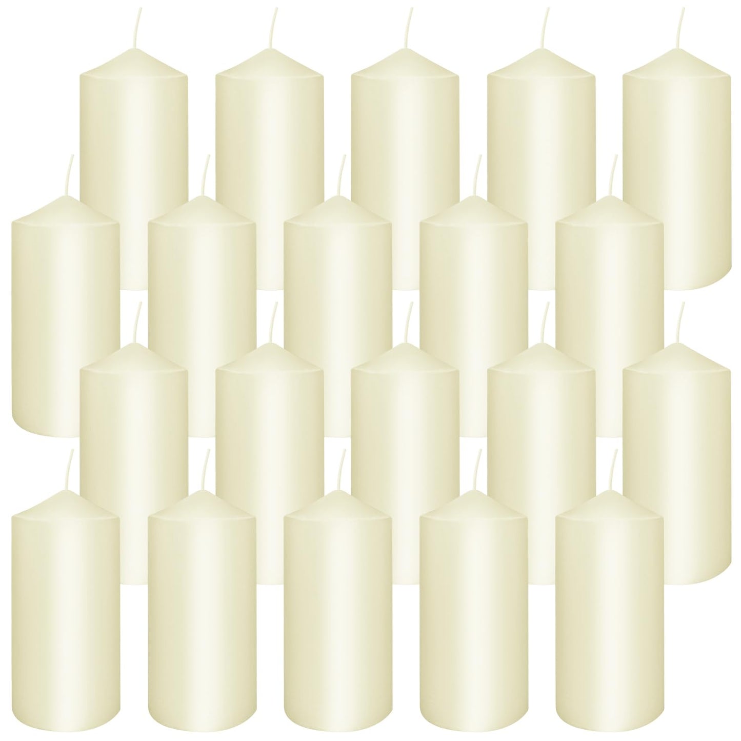 Set of 20 Ivory Pillar Candles - Dripless & Smokeless 2 x 4 in Pillar Candles for Parties Weddings Spa Home Décor