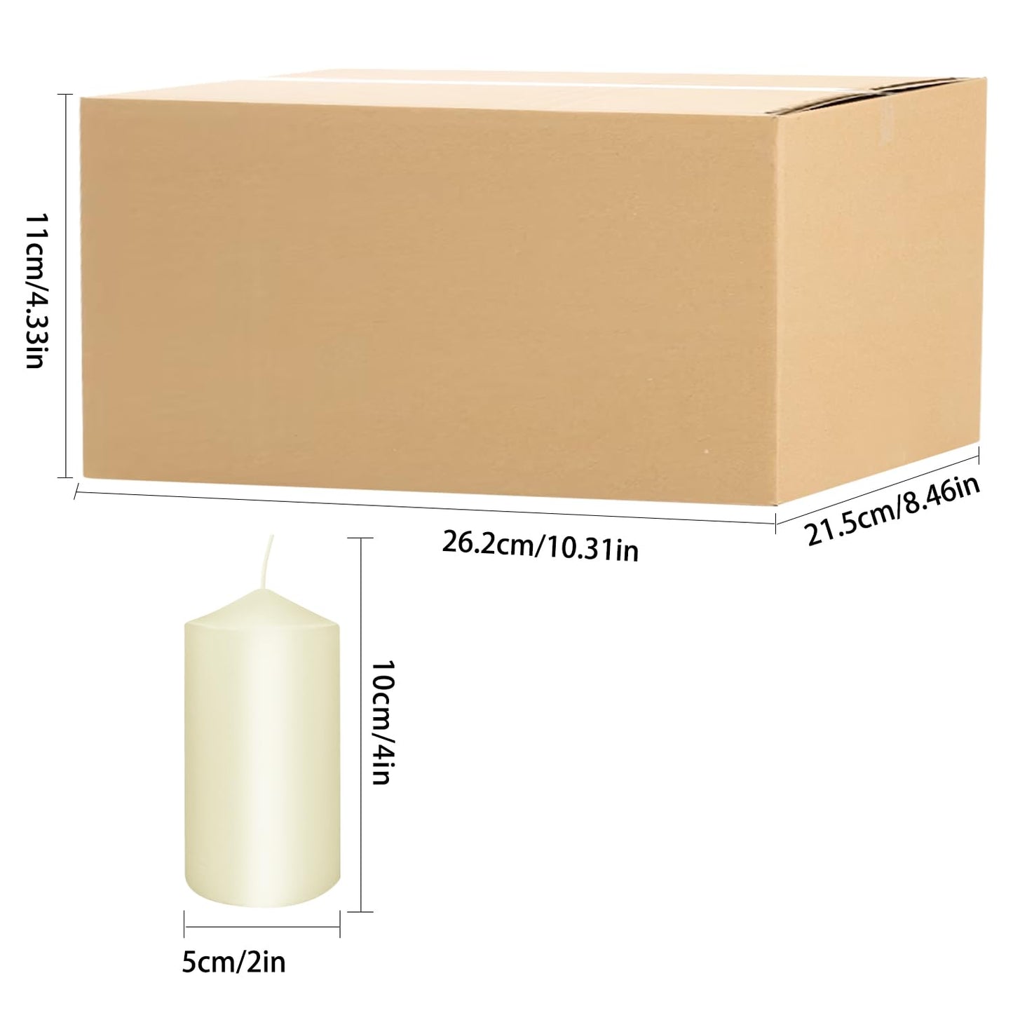 Set of 20 Ivory Pillar Candles - Dripless & Smokeless 2 x 4 in Pillar Candles for Parties Weddings Spa Home Décor
