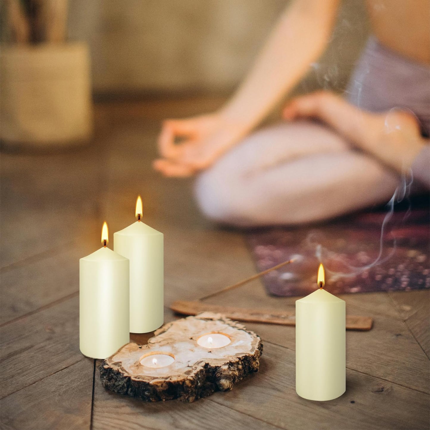 Set of 20 Ivory Pillar Candles - Dripless & Smokeless 2 x 4 in Pillar Candles for Parties Weddings Spa Home Décor