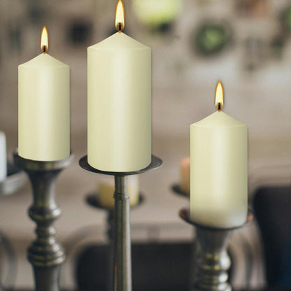 Set of 20 Ivory Pillar Candles - Dripless & Smokeless 2 x 4 in Pillar Candles for Parties Weddings Spa Home Décor