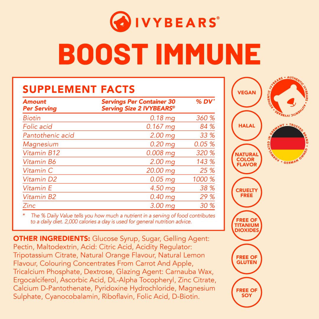 IvyBears Immune Support Gummies – Vegan Daily Immune Booster (60 Gummies)
