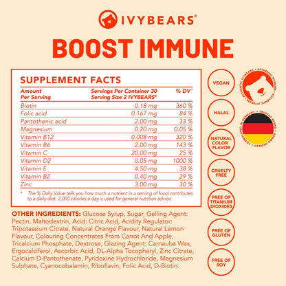 IvyBears Immune Support Gummies – Vegan Daily Immune Booster (60 Gummies)