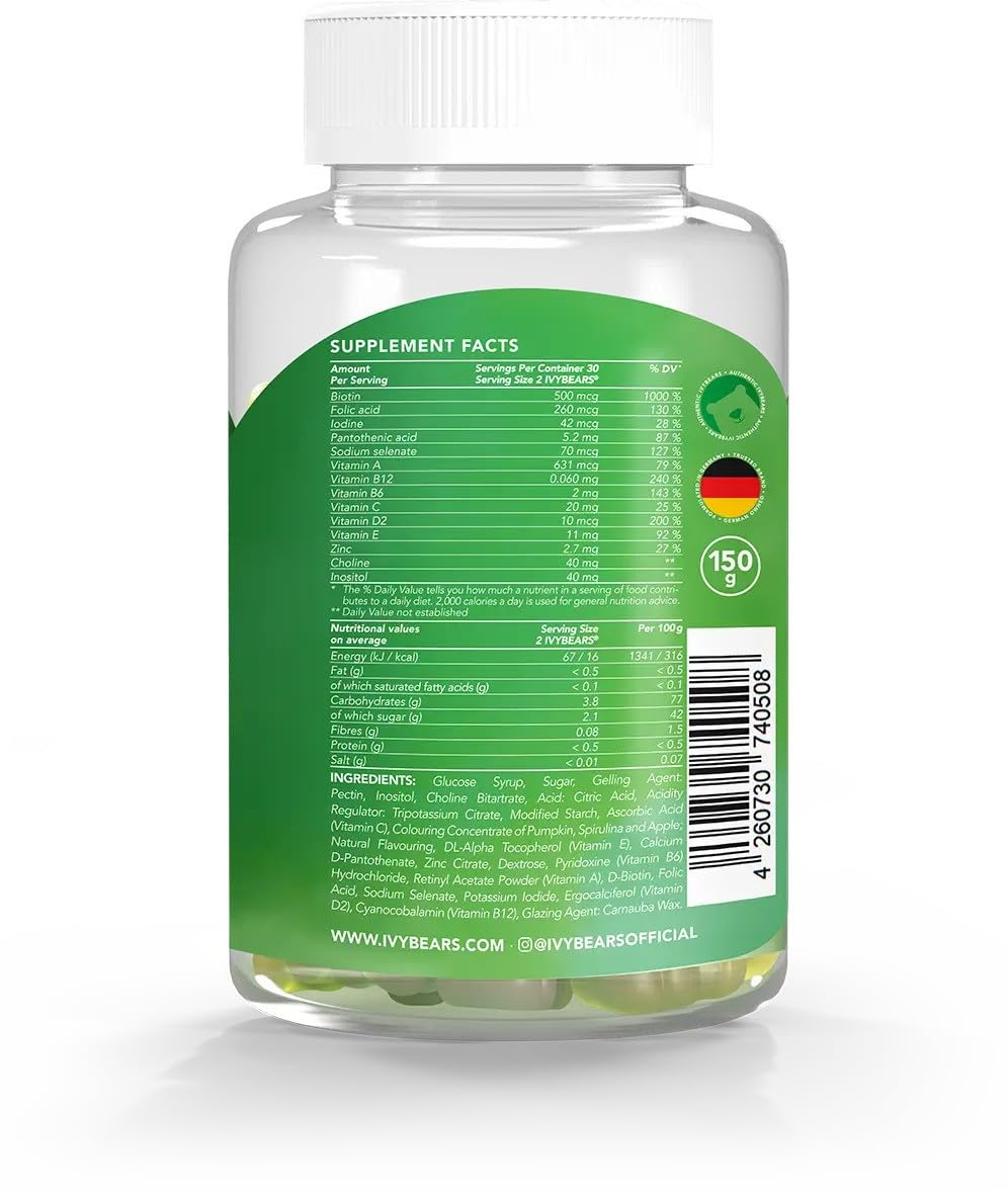 IvyBears Men’s Hair Vitamin Gummies – Anti-Hair-Loss & Anti-Shedding | Vegan Hair Growth