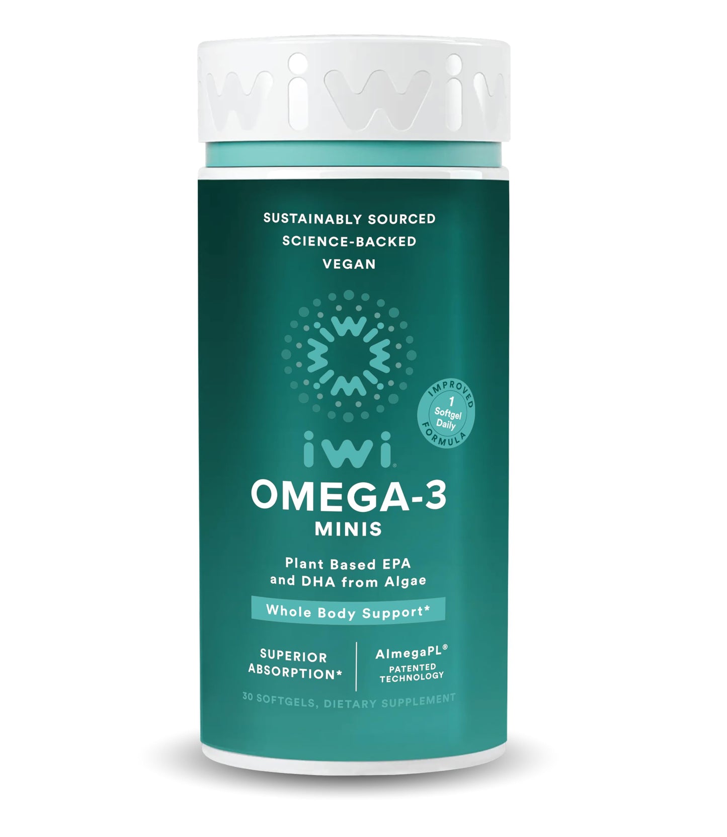 Iwi Omega-3 Mini Softgels – Plant-Based Algae EPA + DHA (30 Servings) | Whole-Body Support