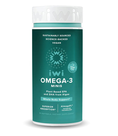 Iwi Omega-3 Mini Softgels – Plant-Based Algae EPA + DHA (30 Servings) | Whole-Body Support
