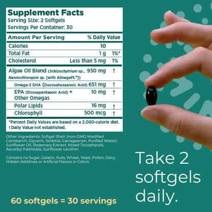 Iwi Omega-3 Sport: Plant-Based Algae DHA, 60 Softgels