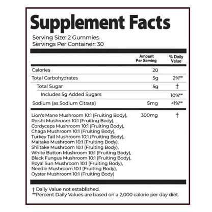ixarco Mushroom Gummies – Immune Support & Energy, Vegan, 60 Gummies