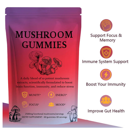 ixarco Mushroom Gummies – Immune Support & Energy, Vegan, 60 Gummies
