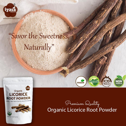 Iyasa Holistics Organic Licorice Root Powder (Mulethi) – Glycyrrhiza glabra, 16 oz