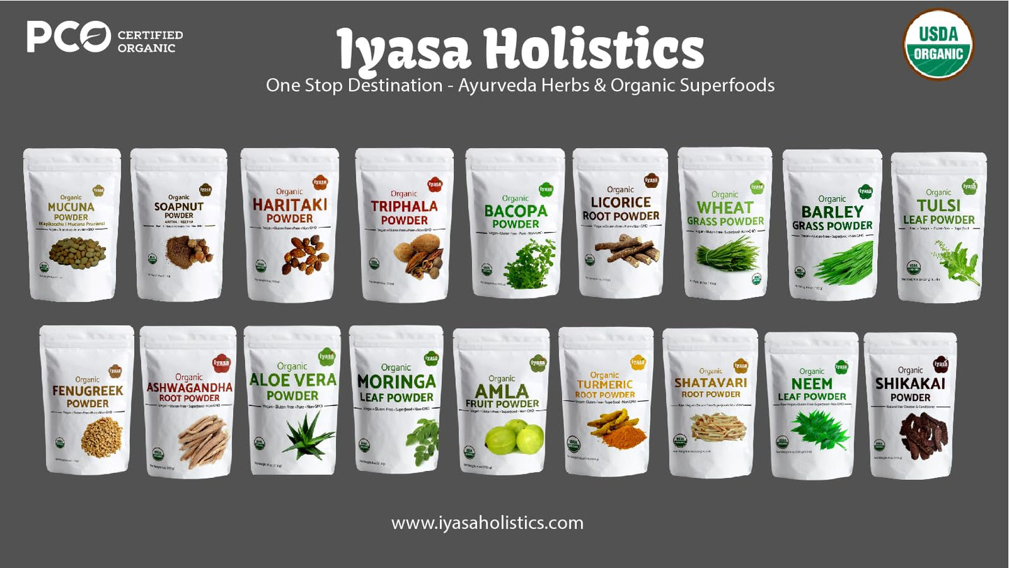 Iyasa Holistics Organic Licorice Root Powder – Mulethi (Glycyrrhiza glabra) 4 oz