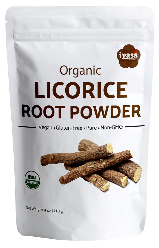 Iyasa Holistics Organic Licorice Root Powder – Mulethi (Glycyrrhiza glabra) 4 oz BritishVita | Premium UK Vitamins & Wellness Supplements