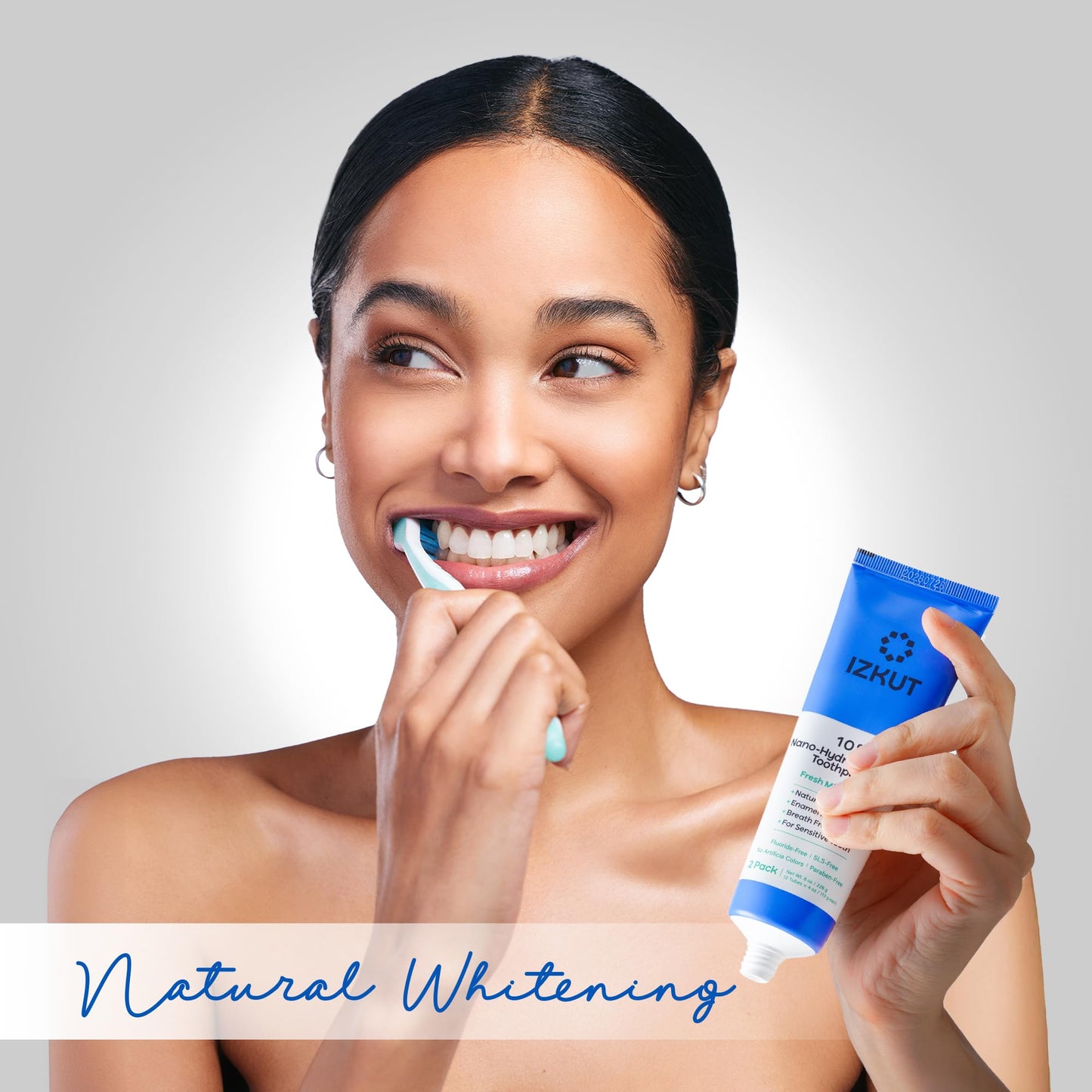 IZKUT 10% Nano Hydroxyapatite Toothpaste – Fluoride Free Whitening for Sensitive Teeth, SLS Free, Fresh Mint, 4 oz Pack of 2