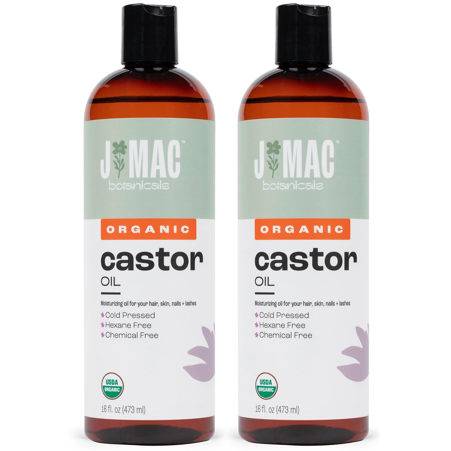 J Mac Botanicals Organic Castor Oil – Cold Pressed, Hexane Free, 32 oz for Face, Skin, Eyelashes