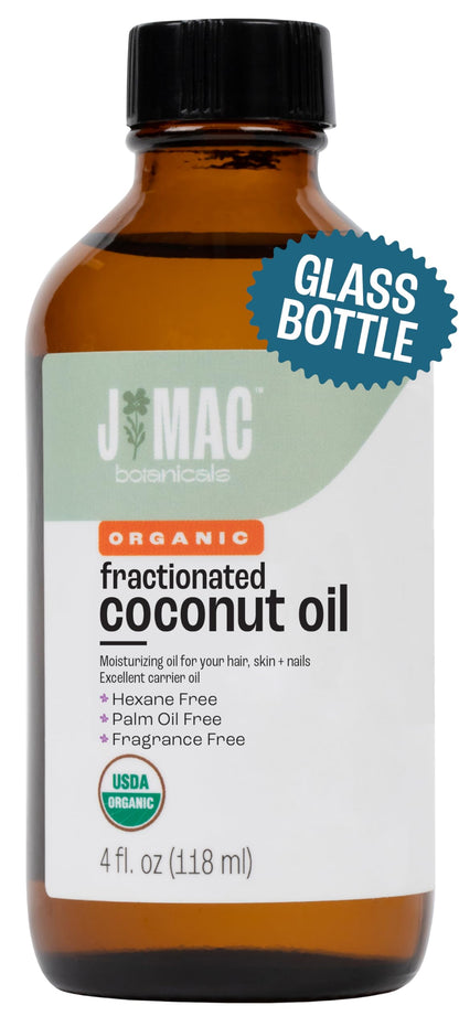 J MAC BOTANICALS Organic Fractionated Coconut Oil (4 oz) – Carrier Oil & Moisturizer