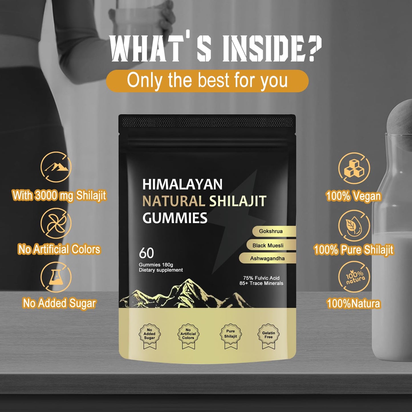 J-PRQ Himalayan Shilajit Gummies with Ashwagandha | 60 Gummies