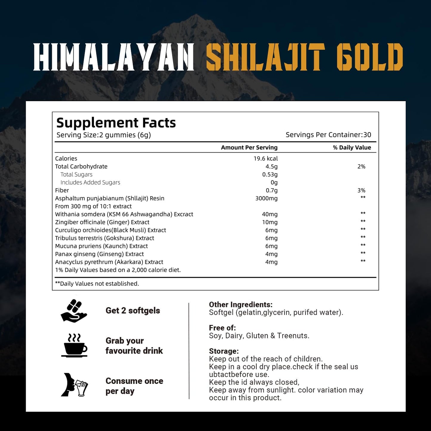 J-PRQ Himalayan Shilajit Gummies with Ashwagandha | 60 Gummies