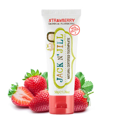 Jack N' Jill Natural Toothpaste for Baby & Infants – Fluoride Free, 40% Xylitol, Strawberry | 1.76 oz