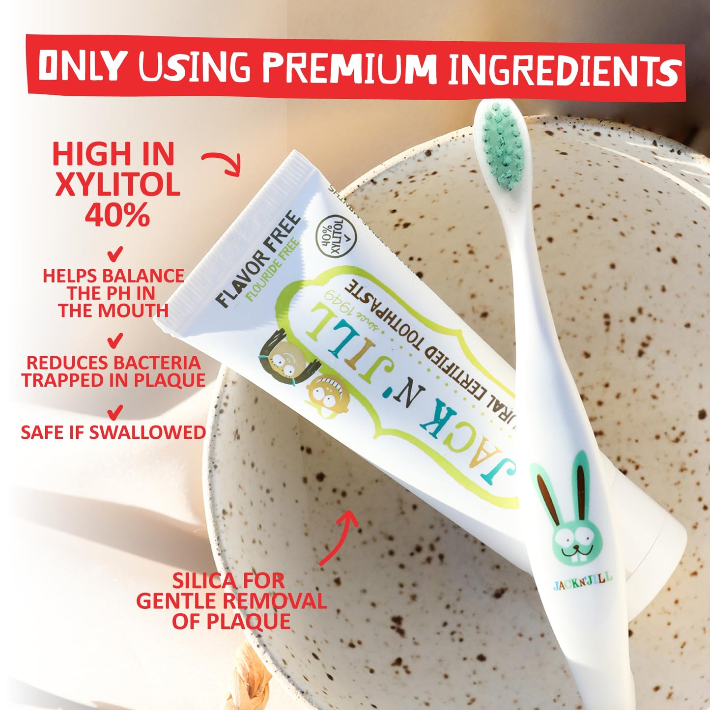 Jack N' Jill Natural Baby Toothpaste – Fluoride Free, 40% Xylitol, BPA-Free, 1.76 oz