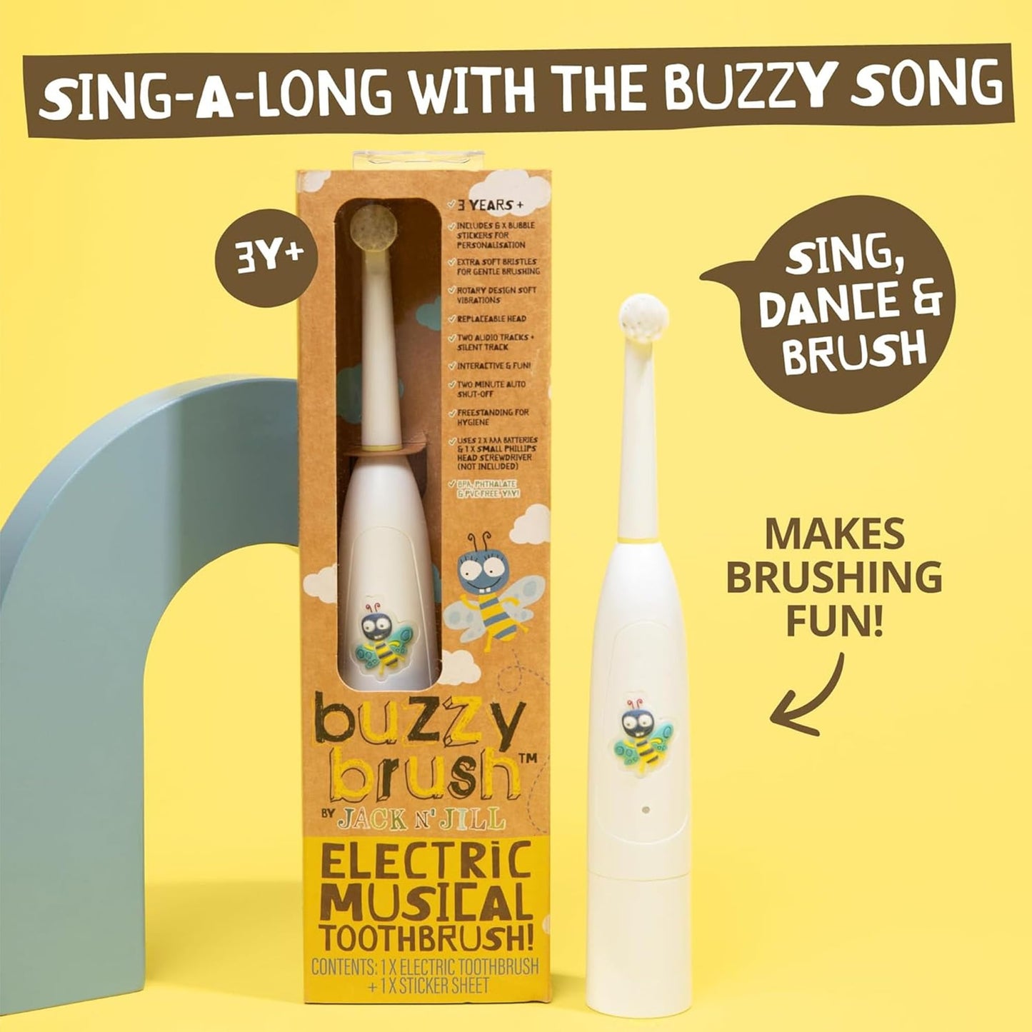 Jack N' Jill Buzzy Brush – Electric Musical Toothbrush for Kids 3+
