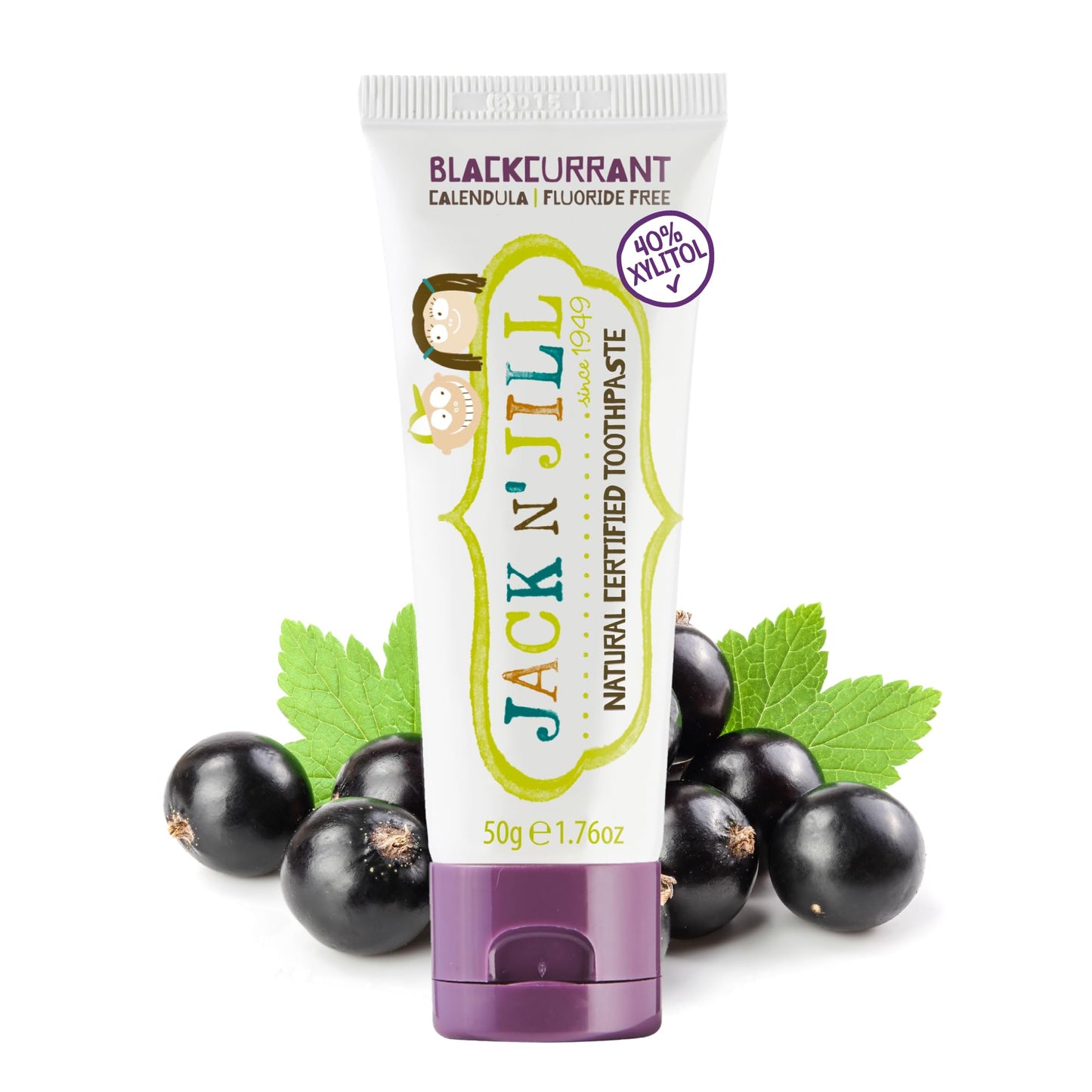 Jack N' Jill Fluoride-Free Baby Toothpaste – 40% Xylitol, Blackcurrant, 1.76 oz