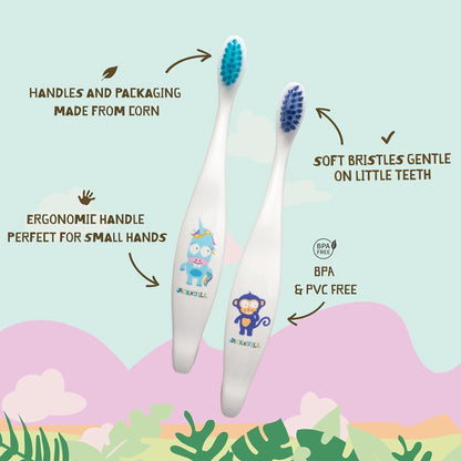 Jack N' Jill Kids Toothbrush - Extra Soft Bristles, Plant-Based Handle