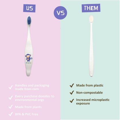 Jack N' Jill Kids Toothbrush - Extra Soft Bristles, Plant-Based Handle (Corn) - Bunny Baby 2 Pack