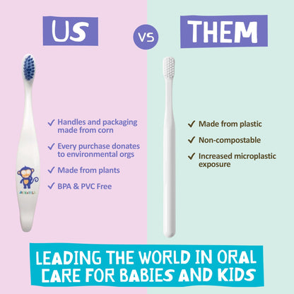 Jack N' Jill Kids Toothbrush - Extra Soft Bristles, Plant-Based Handle
