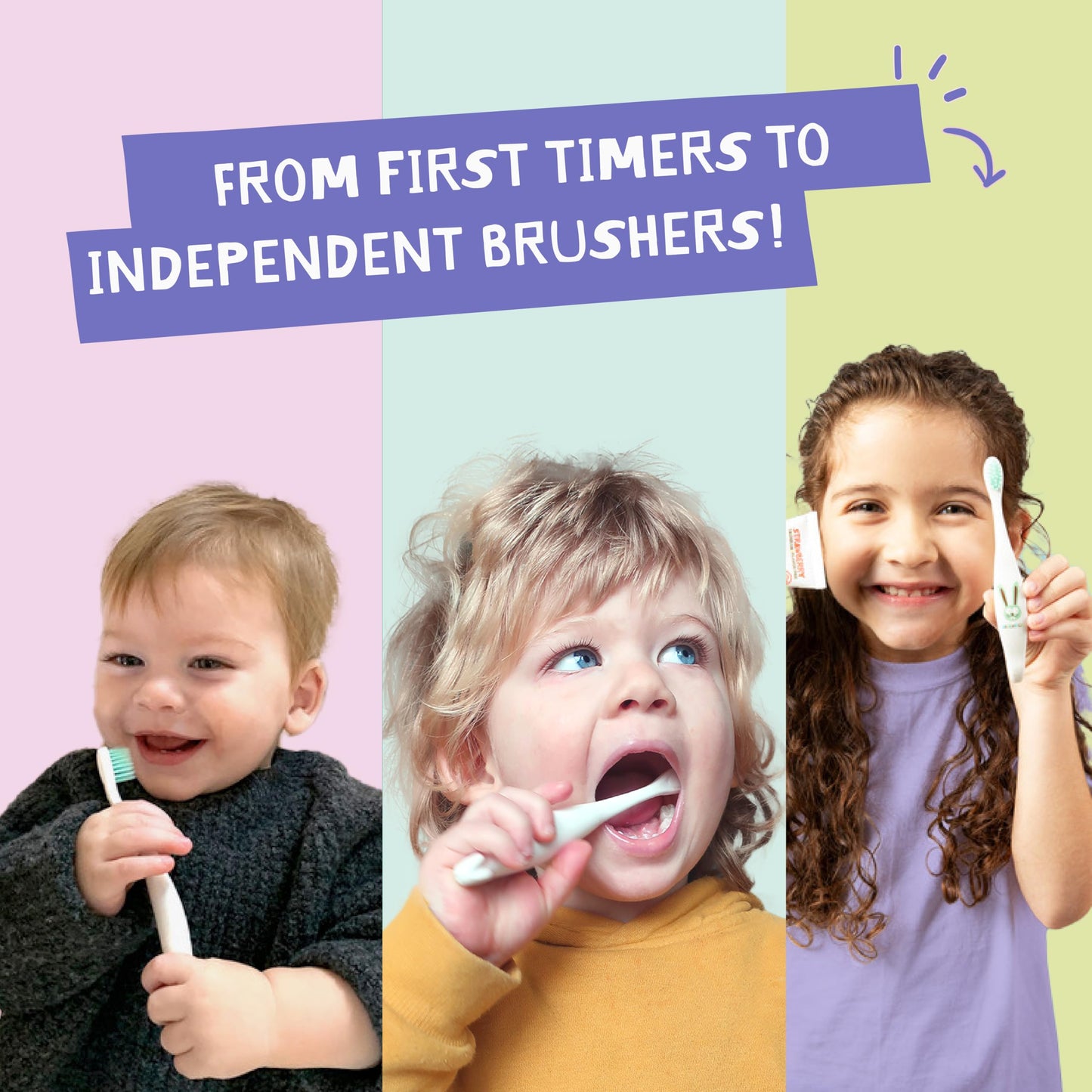 Jack N' Jill Kids Toothbrush - Extra Soft Bristles, Plant-Based Handle (Corn) - Bunny Baby 2 Pack
