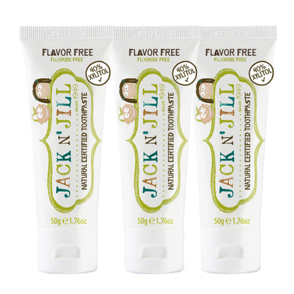 Jack N' Jill Natural Toothpaste for Kids - Fluoride Free, BPA-Free, 40% Xylitol - Flavor Free (1.76 oz x3)