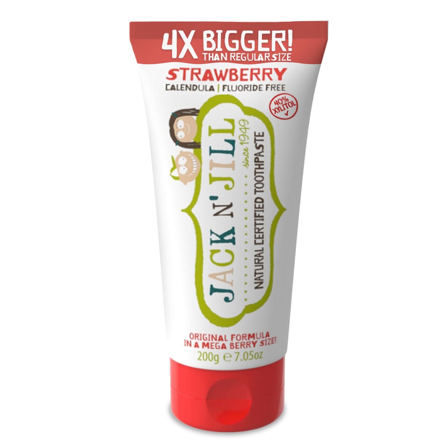 Jack N' Jill Mega Toothpaste 7.05 oz – Fluoride Free, 40% Xylitol, Strawberry