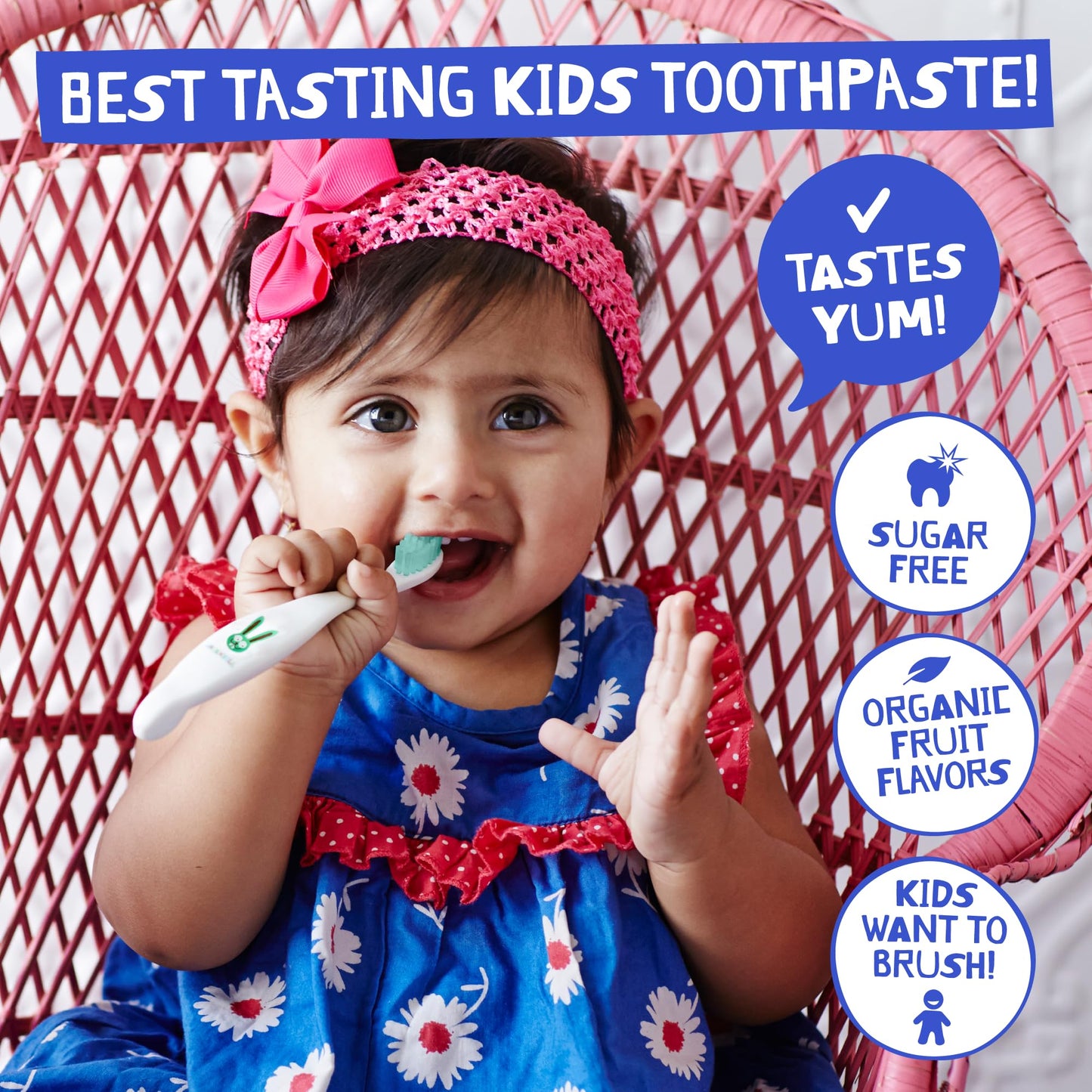 Jack N' Jill Natural Toddler Toothpaste - Fluoride Free, 40% Xylitol (2x1.76 oz) - Strawberry & Blueberry