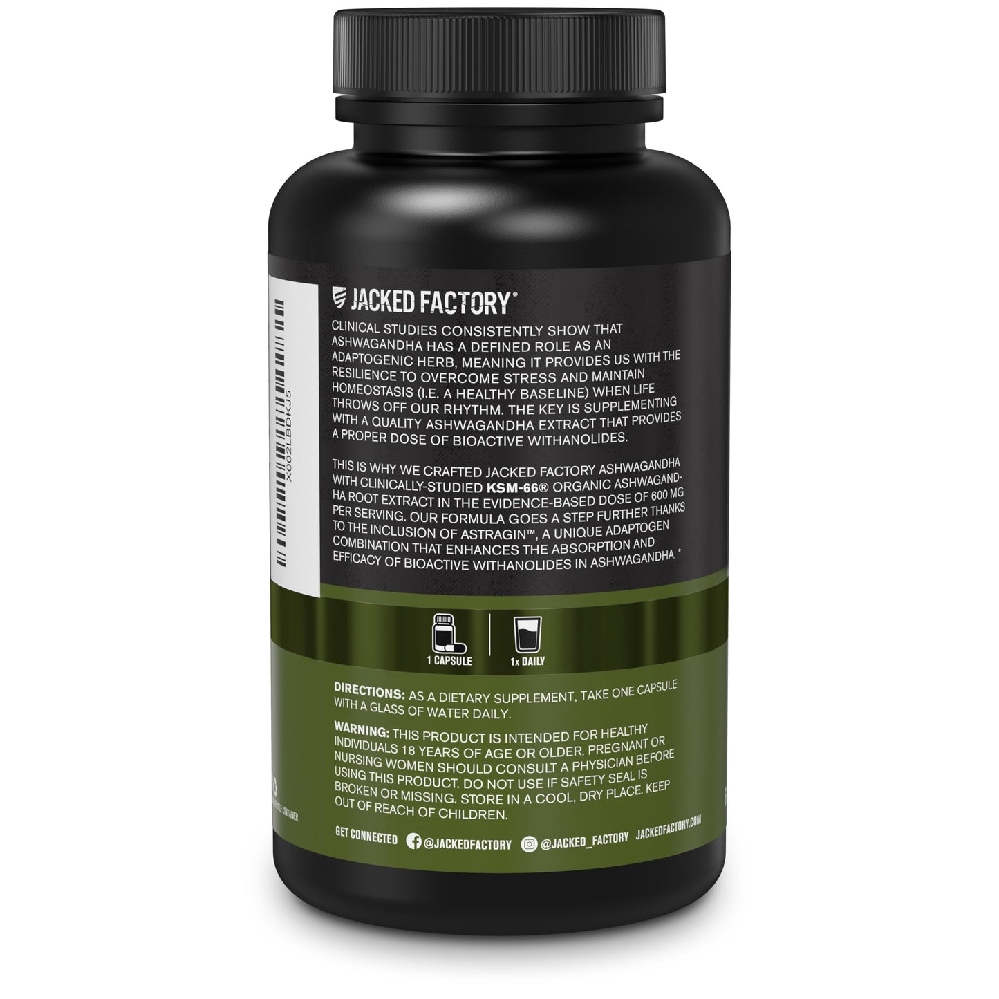 Jacked Factory KSM-66 Ashwagandha Root Extract - 60 Veggie Capsules | 5% Withanolides