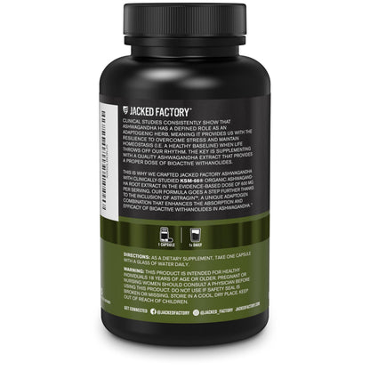 Jacked Factory KSM-66 Ashwagandha Root Extract - 60 Veggie Capsules | 5% Withanolides