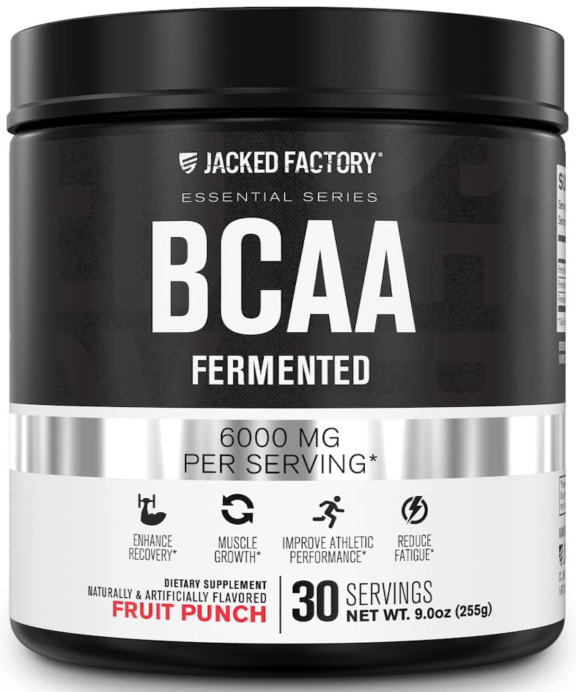 Jacked Factory BCAA Powder (Fermented) – 6g BCAAs (2:1:1) for Muscle Recovery, 30 Servings, Fruit Punch