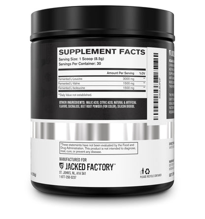 Jacked Factory BCAA Powder (Fermented) – 6g BCAAs (2:1:1) for Muscle Recovery, 30 Servings, Fruit Punch
