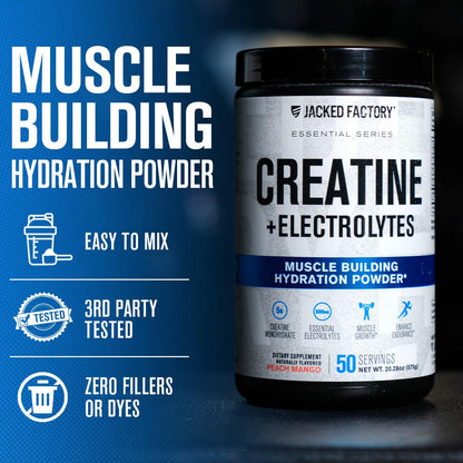 Jacked Factory Creatine + Electrolytes – 50 Servings, Blue Raspberry