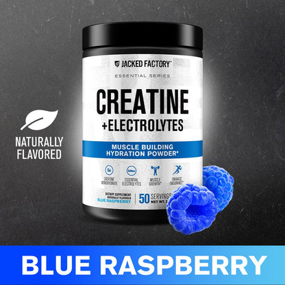 Jacked Factory Creatine + Electrolytes – 50 Servings, Blue Raspberry