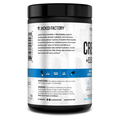 Jacked Factory Creatine + Electrolytes – 50 Servings, Blue Raspberry