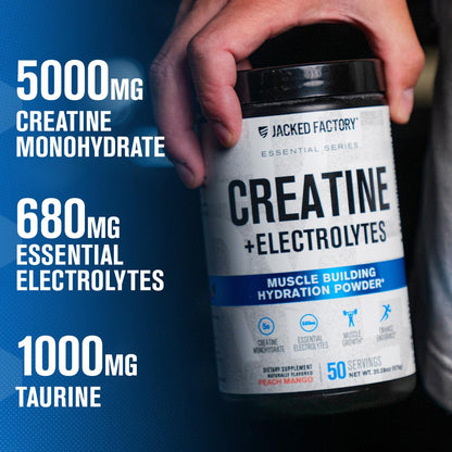 Jacked Factory Creatine + Electrolytes – 50 Servings, Blue Raspberry