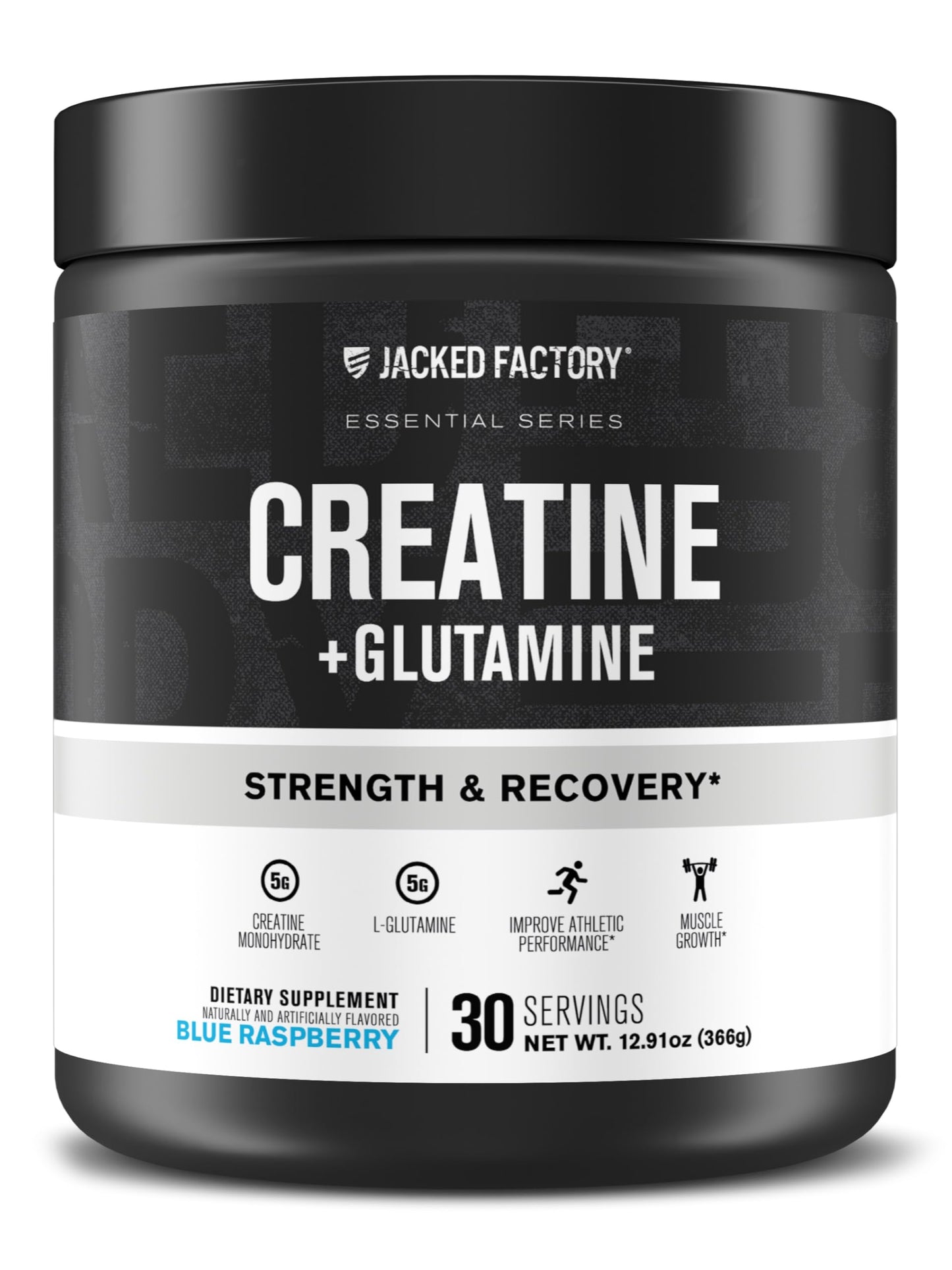 Jacked Factory Creatine + Glutamine – 30 Servings, Blue Raspberry | Muscle Recovery & Strength