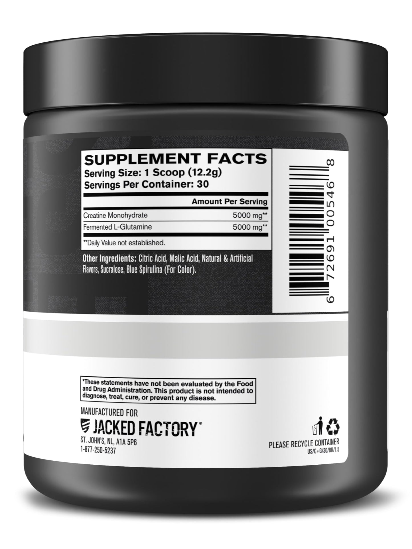 Jacked Factory Creatine + Glutamine – 30 Servings, Blue Raspberry | Muscle Recovery & Strength