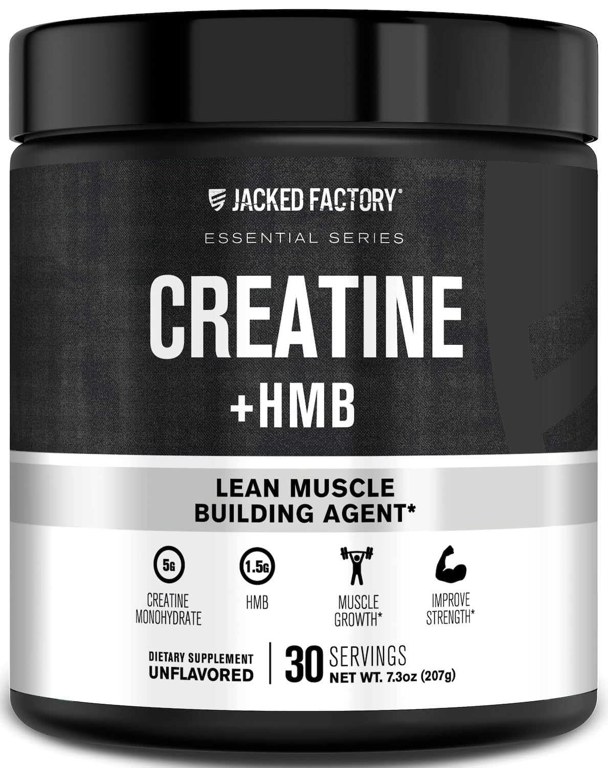 Jacked Factory Creatine Monohydrate + HMB Powder – Unflavored, 30 Servings