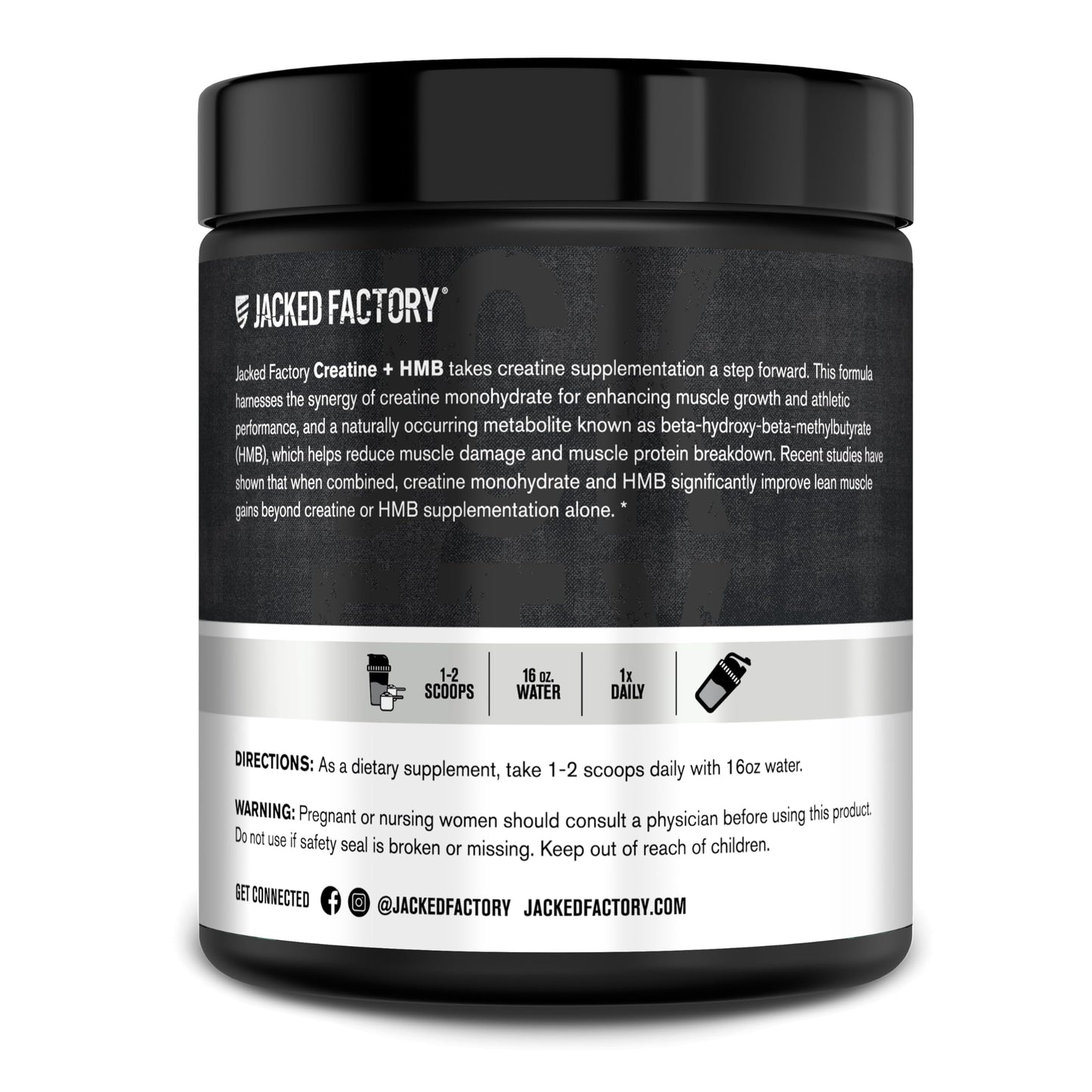 Jacked Factory Creatine Monohydrate + HMB Powder – Unflavored, 30 Servings