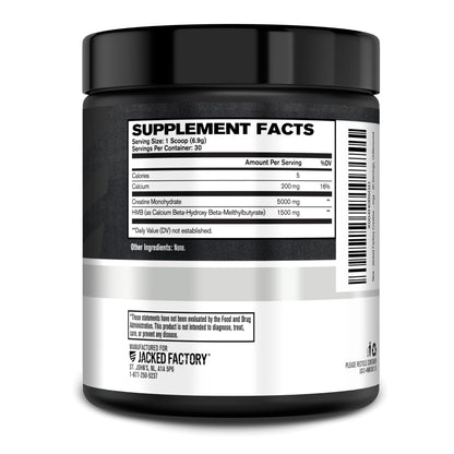 Jacked Factory Creatine Monohydrate + HMB Powder – Unflavored, 30 Servings