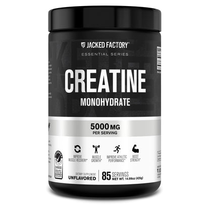 Jacked Factory Creatine Monohydrate Powder 425g – 5g Per Scoop, 85 Servings, Unflavored, Vegan