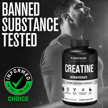 Jacked Factory Creatine Monohydrate Capsules – 150 Count | Muscle Growth & Strength