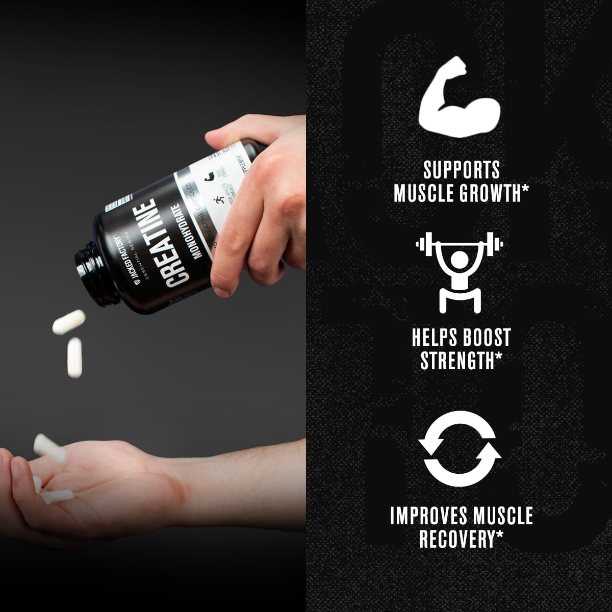 Jacked Factory Creatine Monohydrate Capsules – 150 Count | Muscle Growth & Strength