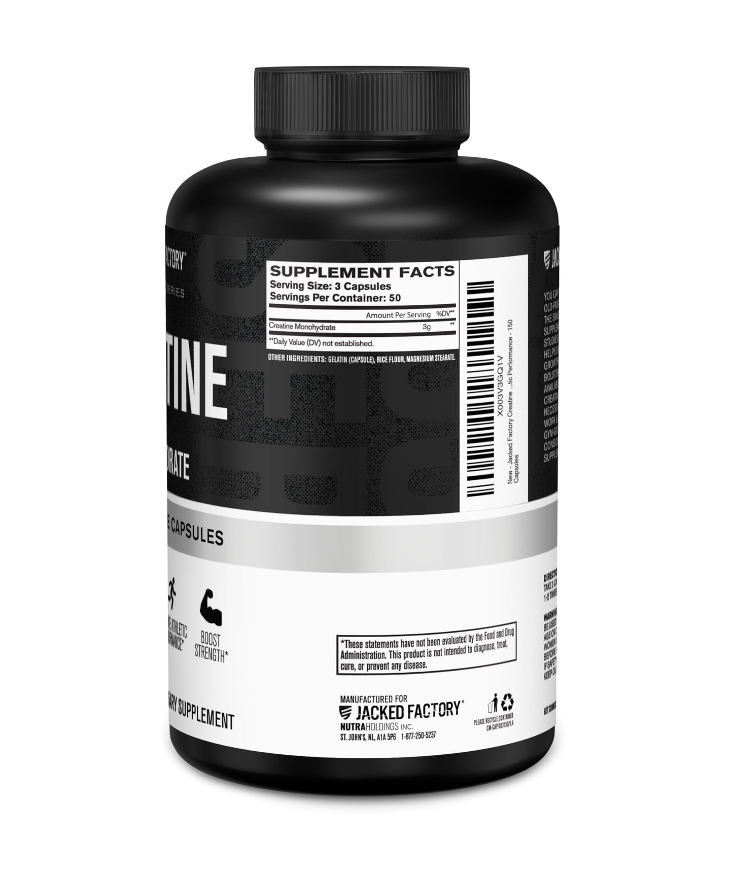 Jacked Factory Creatine Monohydrate Capsules – 150 Count | Muscle Growth & Strength