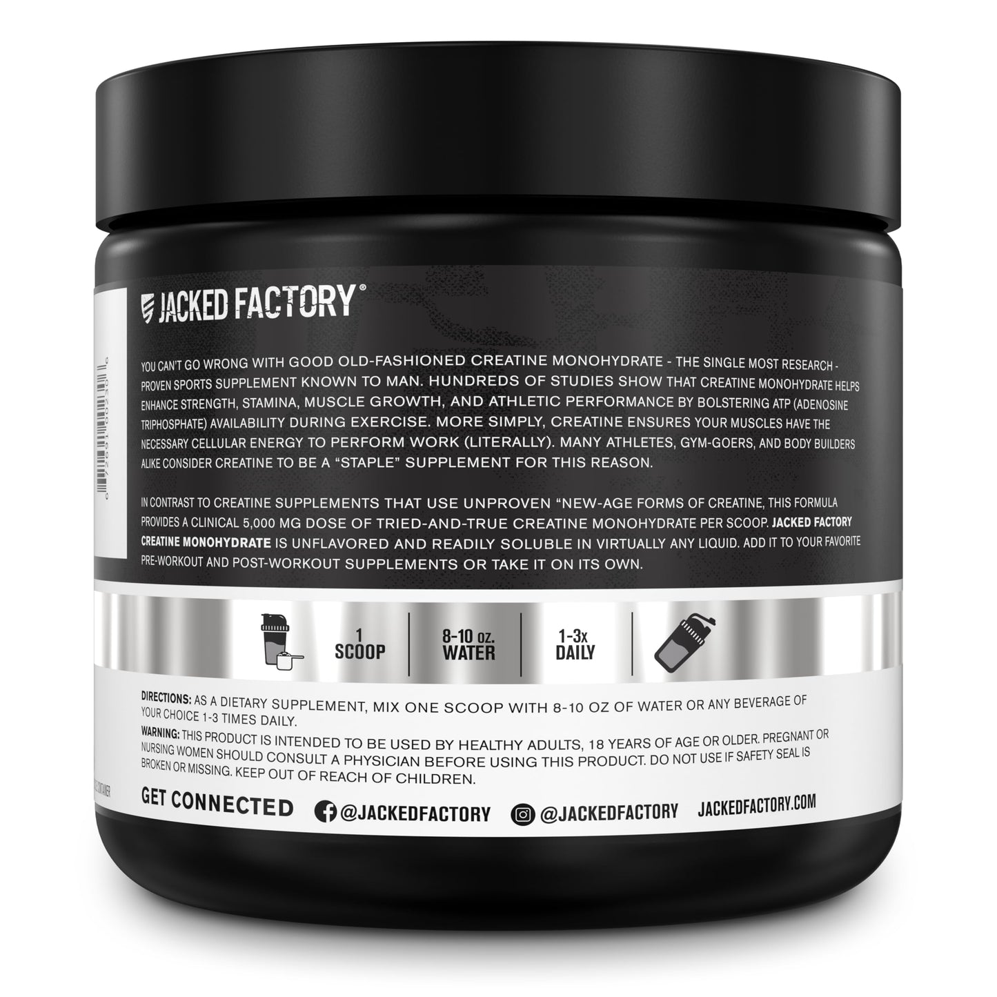 Jacked Factory Creatine Monohydrate Powder 150g – 5g Daily Creatine for Men & Women | Vegan & Third-Party Tested